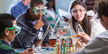Students in a science classroom