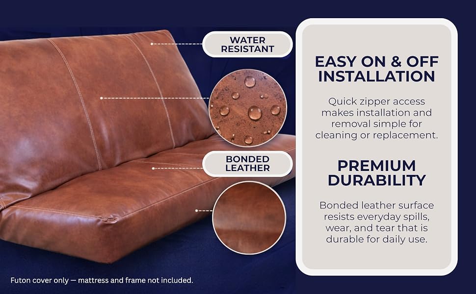 Havana futon cover showing water resistance easy on &amp;amp; off installation