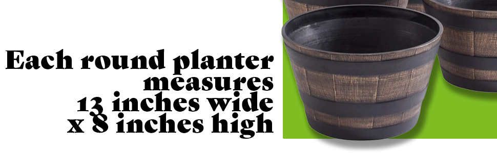 Fox Valley Traders Realistic Wood Look Barrel Planters Lightweight Durable Plastic