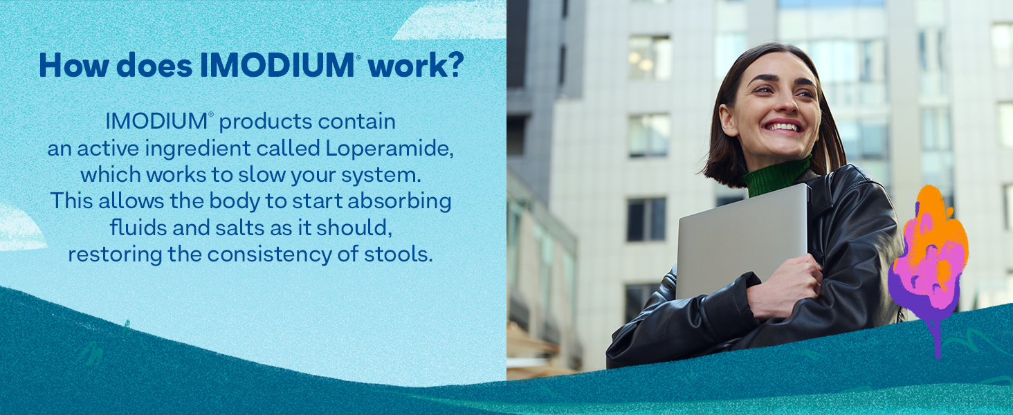 Imodium Multi-Symptom Relief contains Loperamide which works to slow your digestive system