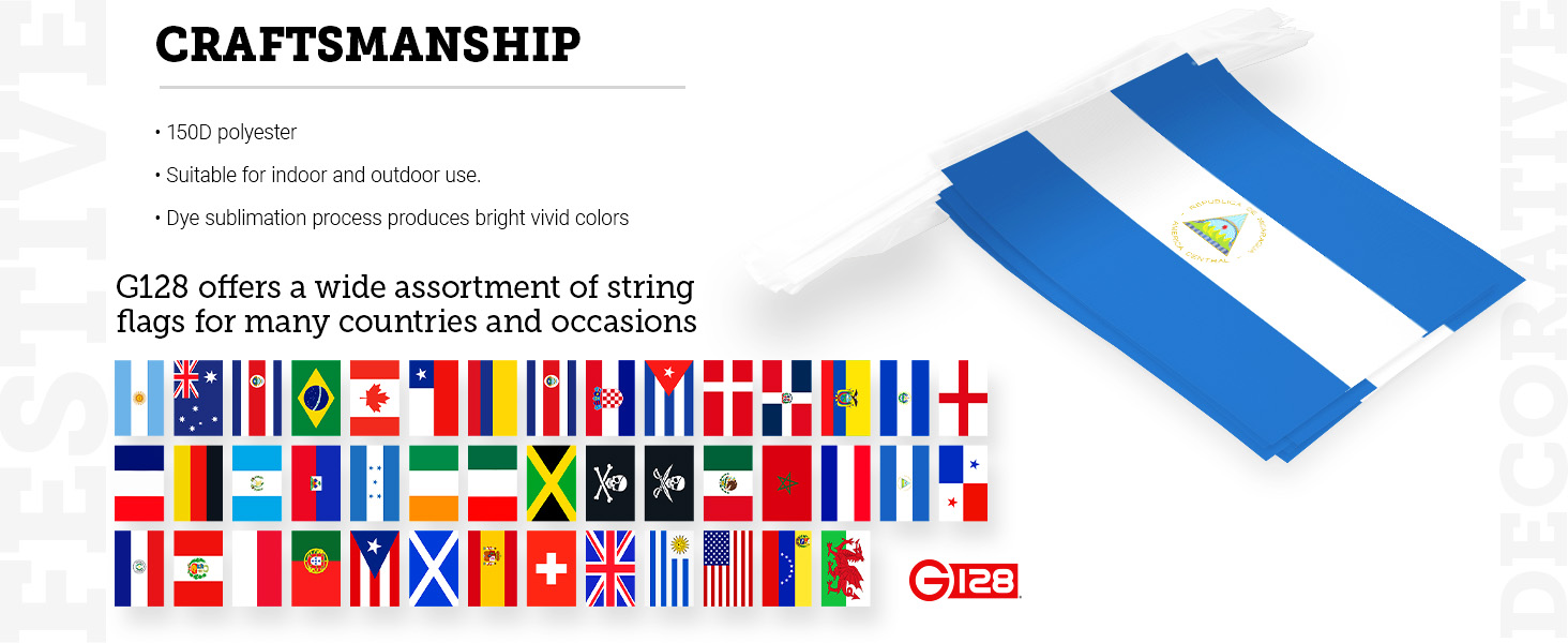 Craftsmanship String Flag Countries G128 Decor Indoor Outdoor