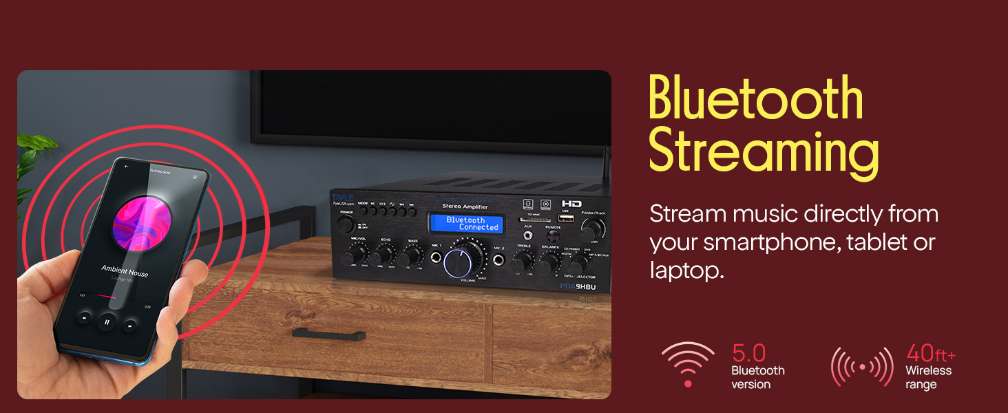 amplifier home audio receiver theater bluetooth av stereo with surround sound amplificador