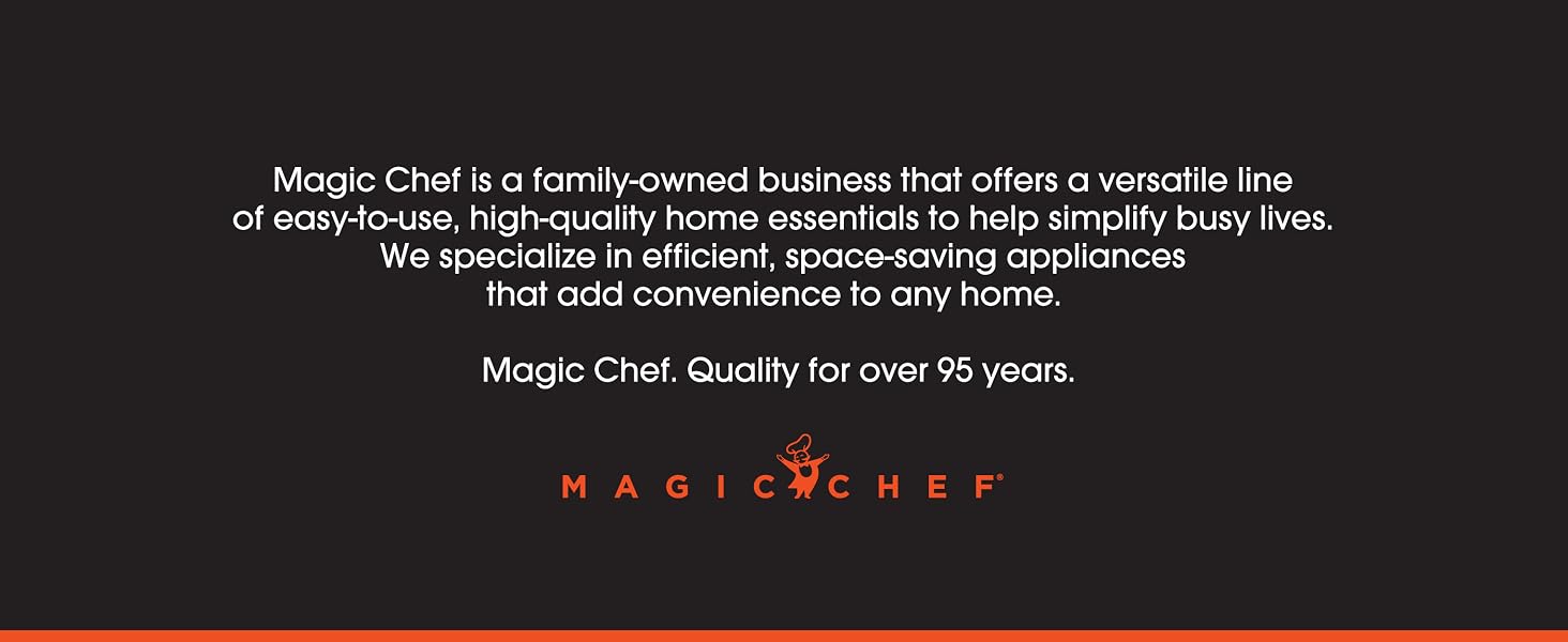 A black text box. Text reads: Magic Chef.