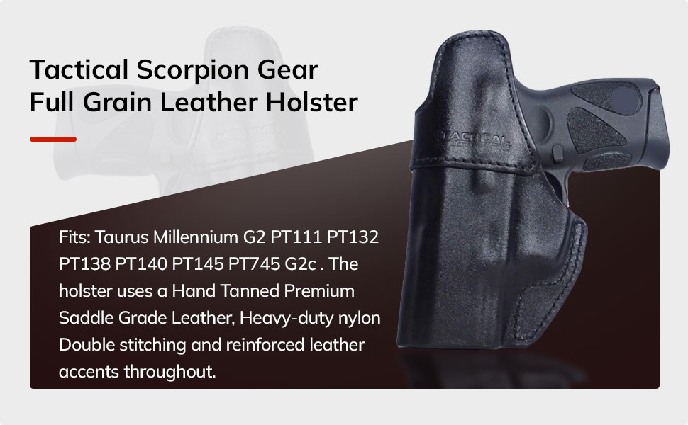 Tactical Scorpion Gear Full Grain Leather IWB Conceal Carry Gun Holster for Taurus