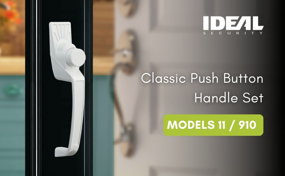 push button, storm door, screen door, latch, door, door handle, handle button, door hardware