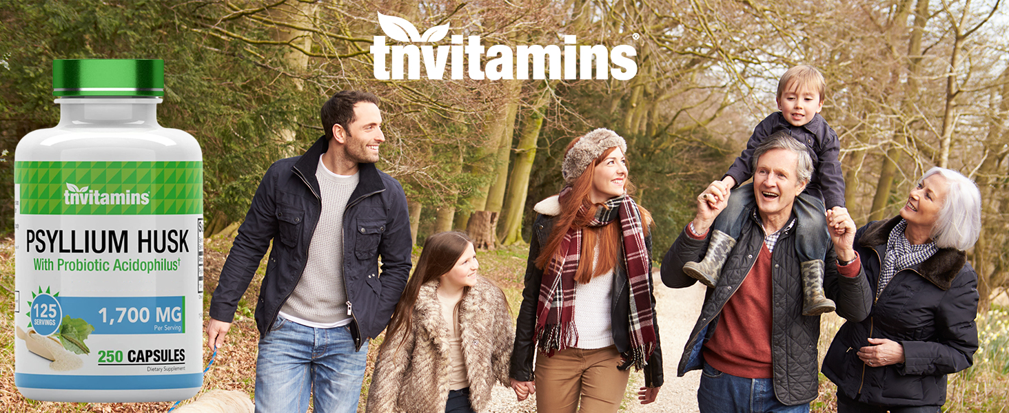TNVitamins Psyllium Husk Fiber Supplement with Probiotic Acidophilus