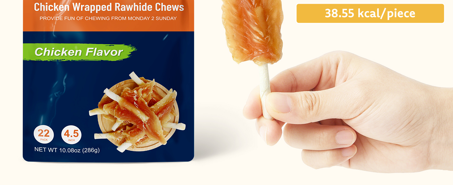 4-4.5 Inch Chicken Wrapped Rawhide Sticks