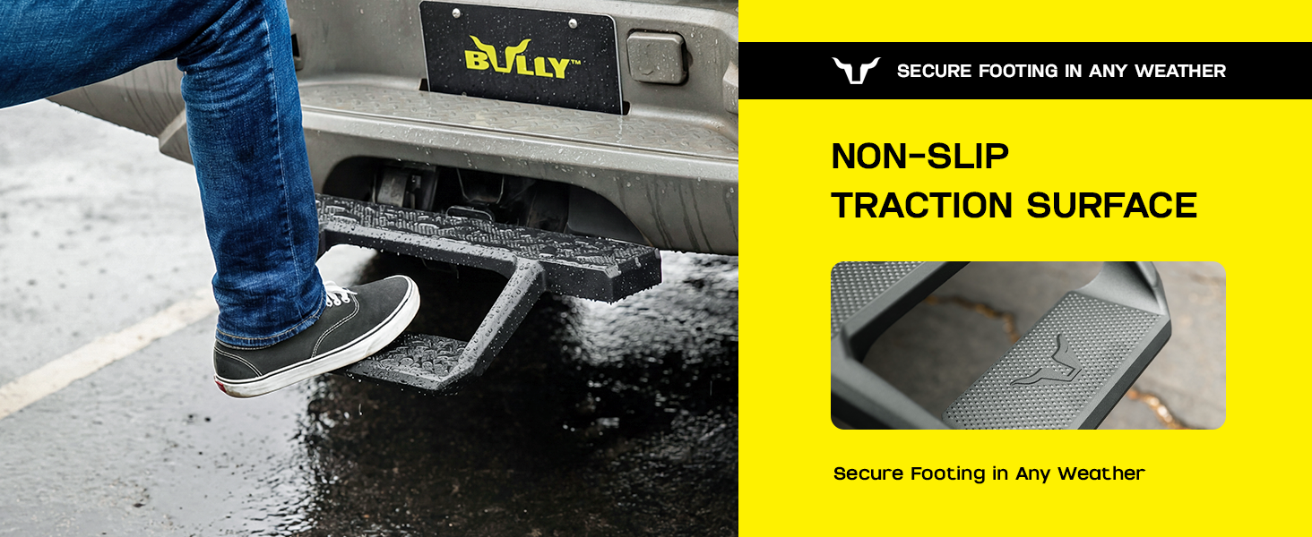 bully heavy duty 2-step class iii 3 hitch step cast aluminum non-slip 350 lbs weight capacity