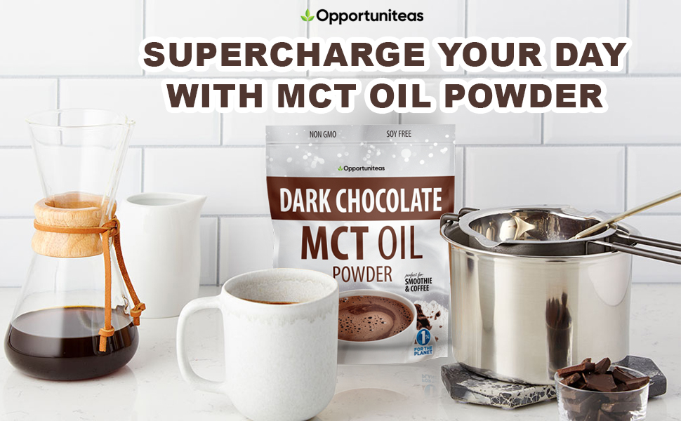 chocolate flavored MCT oil powder premium organic 1lb easy mixing and energy boost