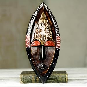 NOVICA Mask, Brown Mask, Wooden, Handmade, Decorative, Home Decor, Wall Art, Wall Decor,Wall Hanging