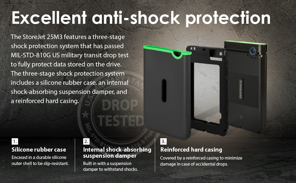2.5&amp;#34; Portable HDD, StoreJet M3, Iron Gray, Anti-shock