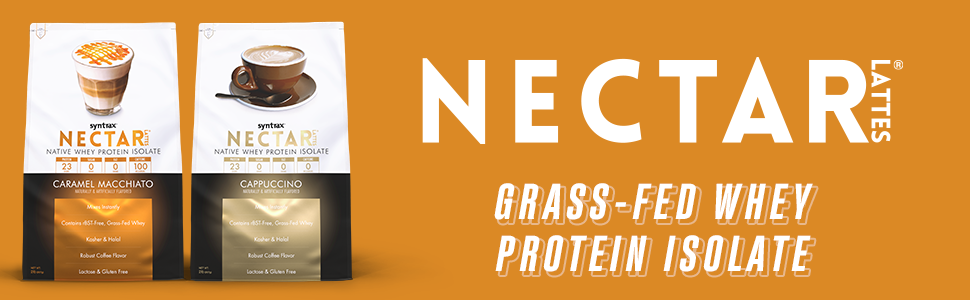 nectar, nectar lattes, whey protein powder, grass-fed whey protein powder, syntrax.