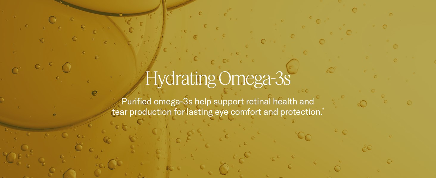Purified omega 3s support retinal health and tear production for lasting eye comfort.