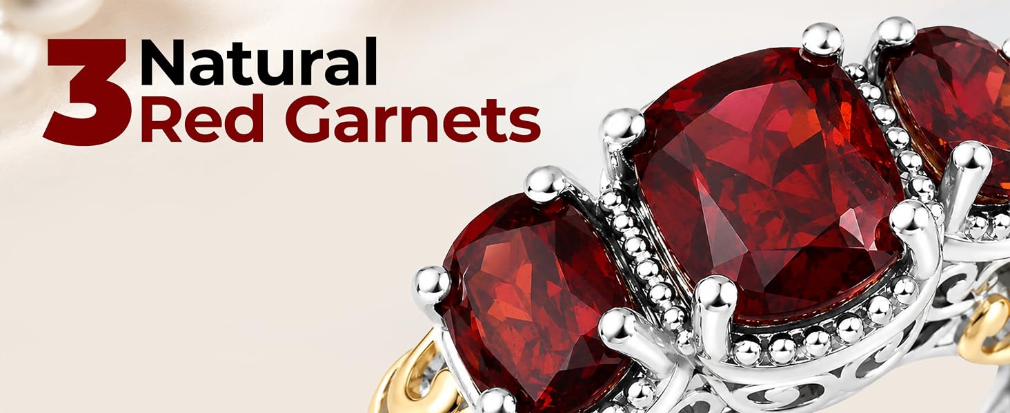 3 Stone Garnet Ring
