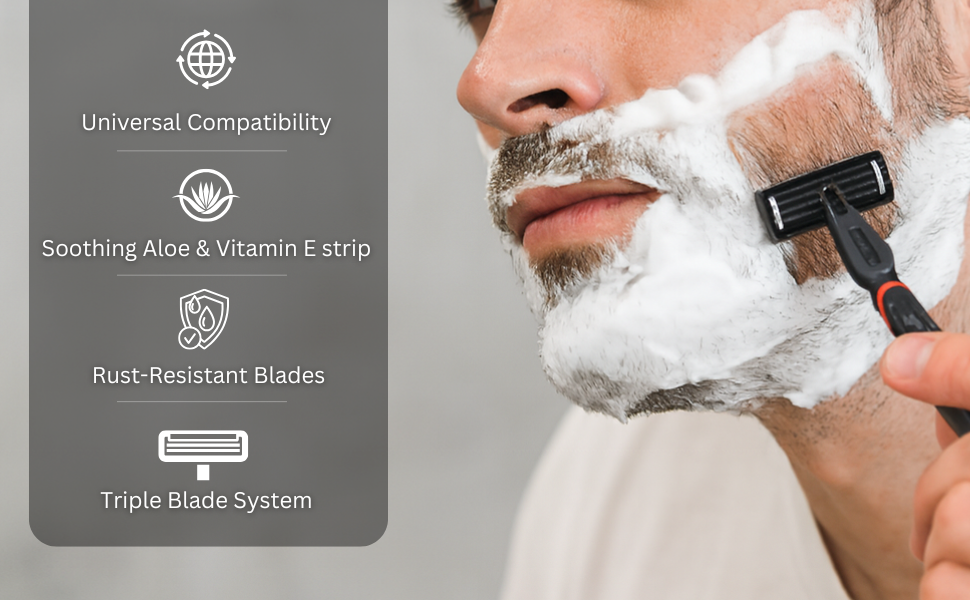 30 Taconic Shave Triple Blade Razor Cartridges