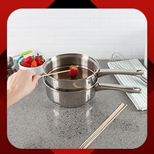 Sandy making supplies, chocolate melter pot.