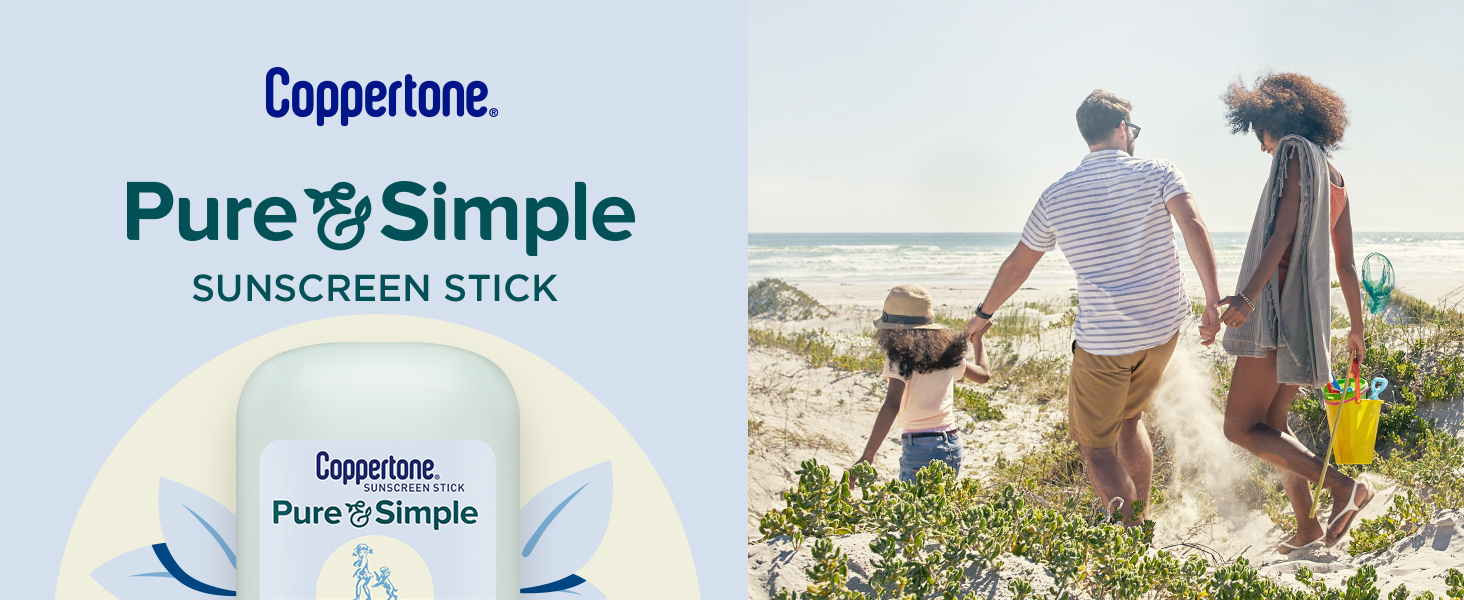 coppertone, sunscreen stick, sun protection, spf, pure &amp; simple