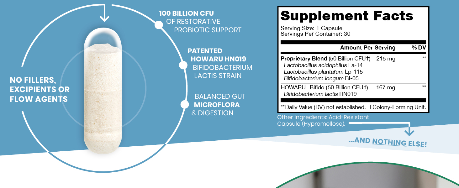 Featuring 4 patented probiotic strains to support digestion &amp; gut microbiome health