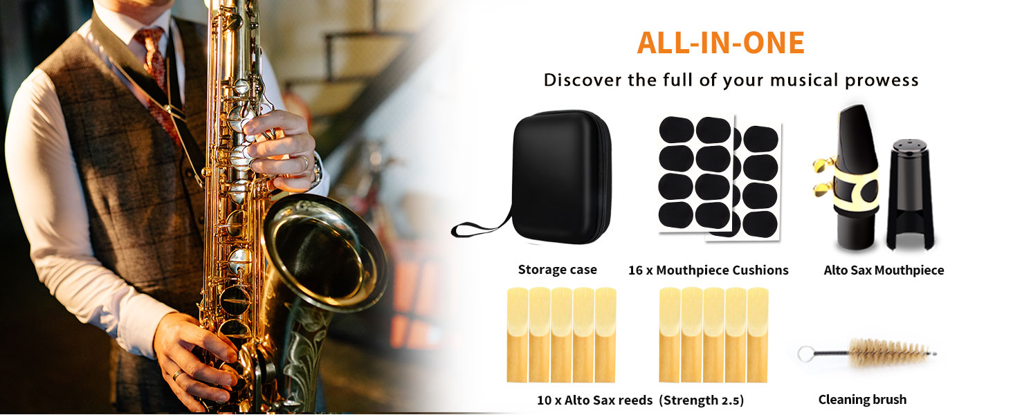 LMS Alto Saxophone Mouthpiece Kit with EVA Storage Case - Alto Sax Mouthpiece Accessories Kit