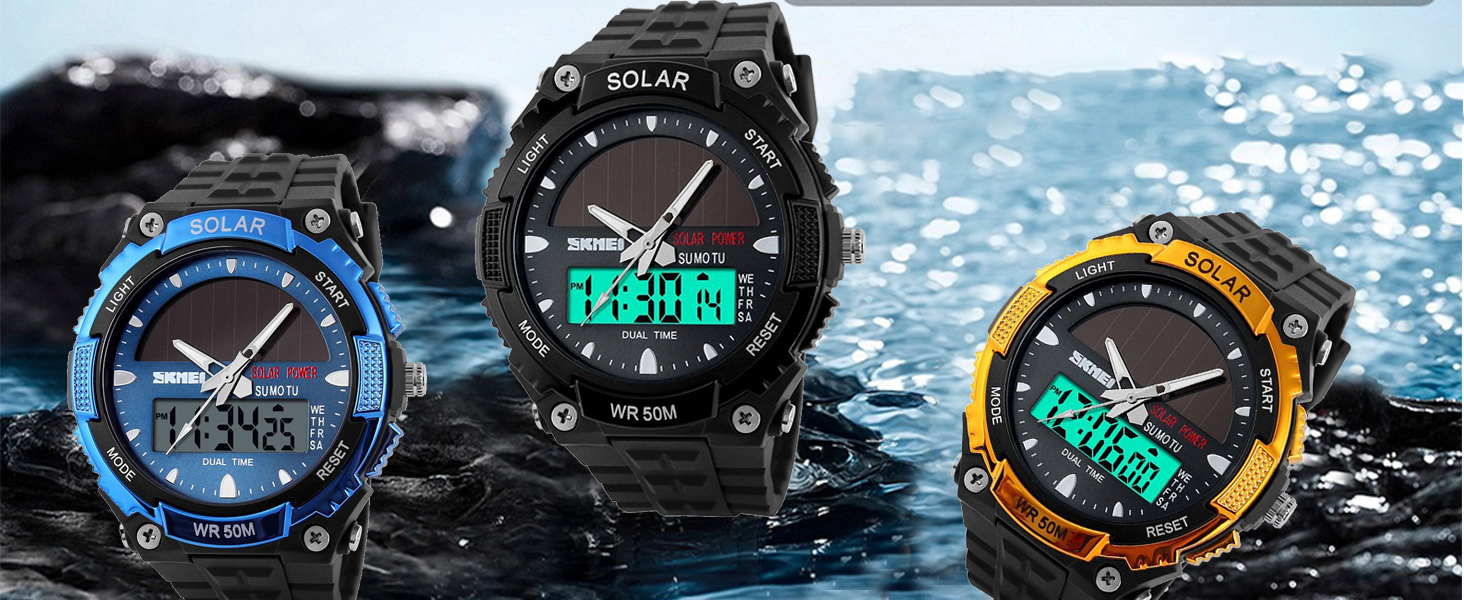 Men's Solar Powered Casual Quartz Wrist Watch