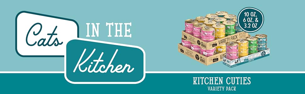 Cats in the Kitchen by Weruva, Kitchen Cuties Variety Pack, 3.2oz, 6oz, &amp; 10oz Cans