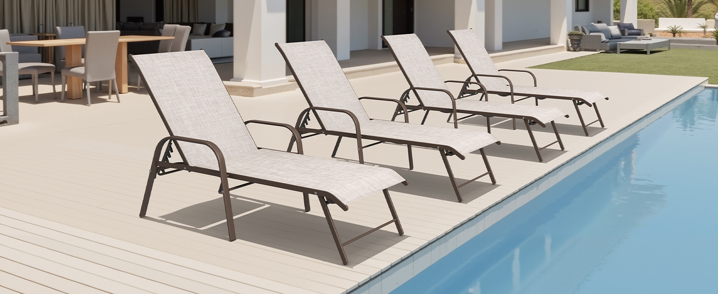 Aluminum Lounge Chair Outdoor with Armrests