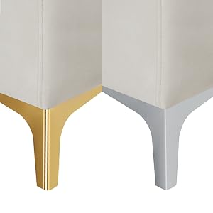 Meridian furniture, naomi, plush, velvet, button, tufting, ottoman, room, stainless steel, chrome
