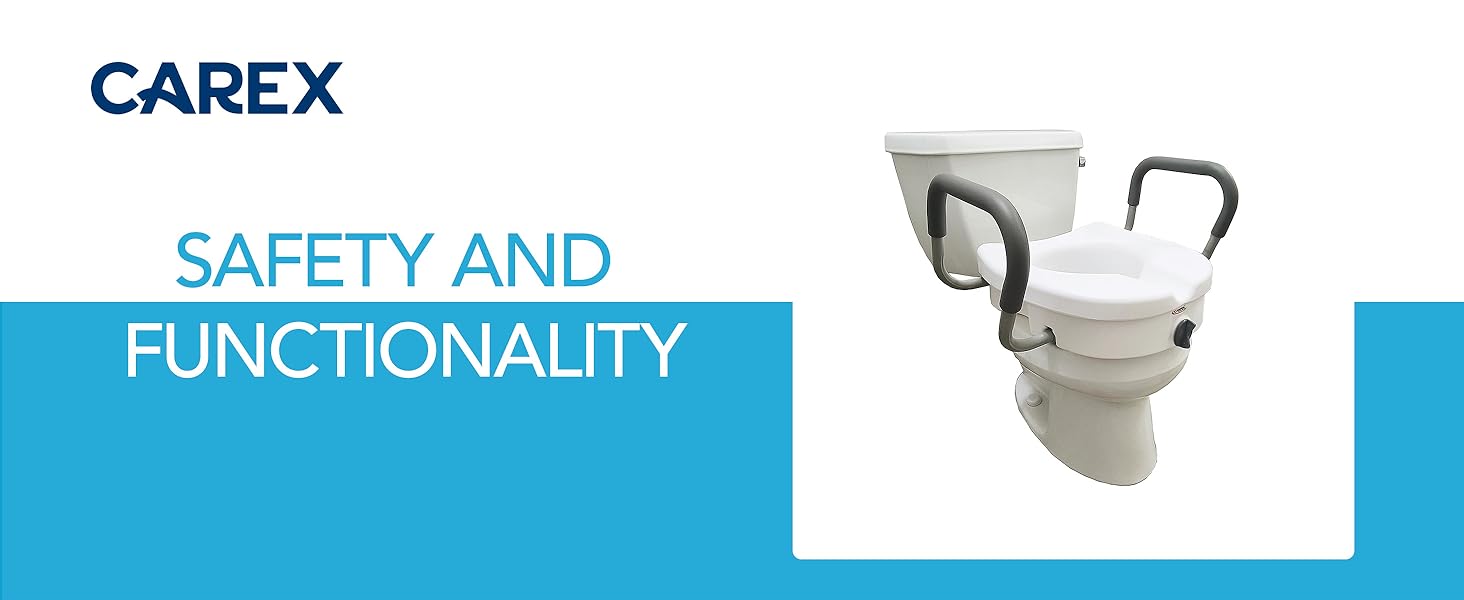 Raised Toilet Seat with Lock and Handles for Safety and Security