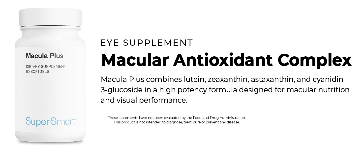 Eye Supplement Macular Antioxidant Complex Lutein Zeaxanthin Astaxanthin Cyanidin 3-Glucoside