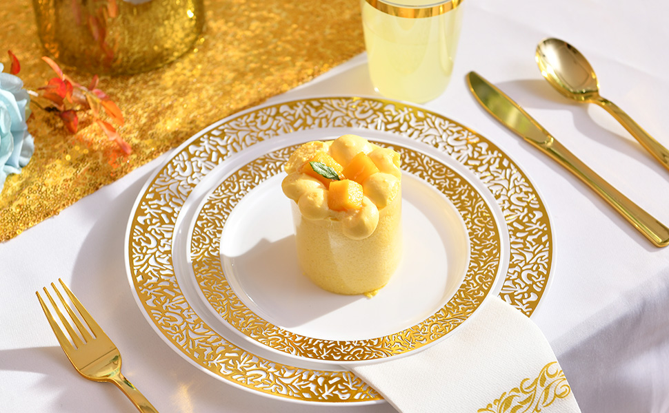 gold dinnerware set