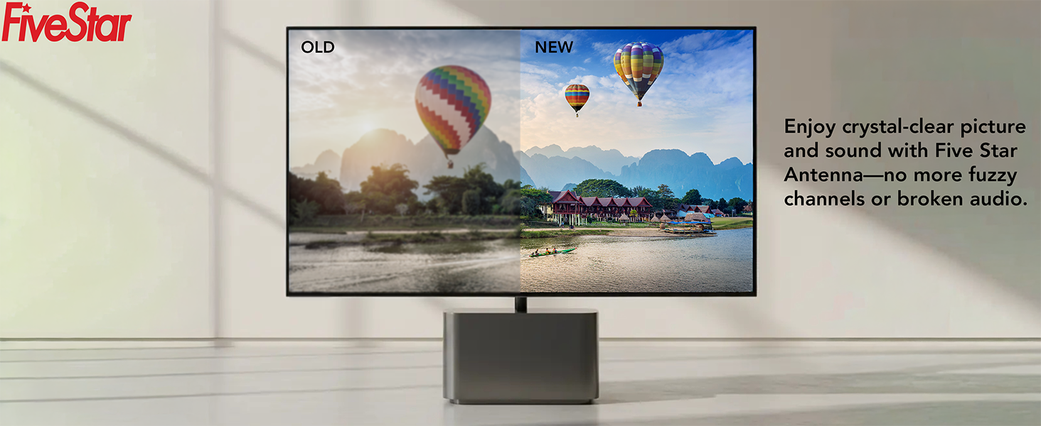 Enjoy crystal‑clear picture and sound with Five Star Antenna—no more fuzzy channels or broken audio