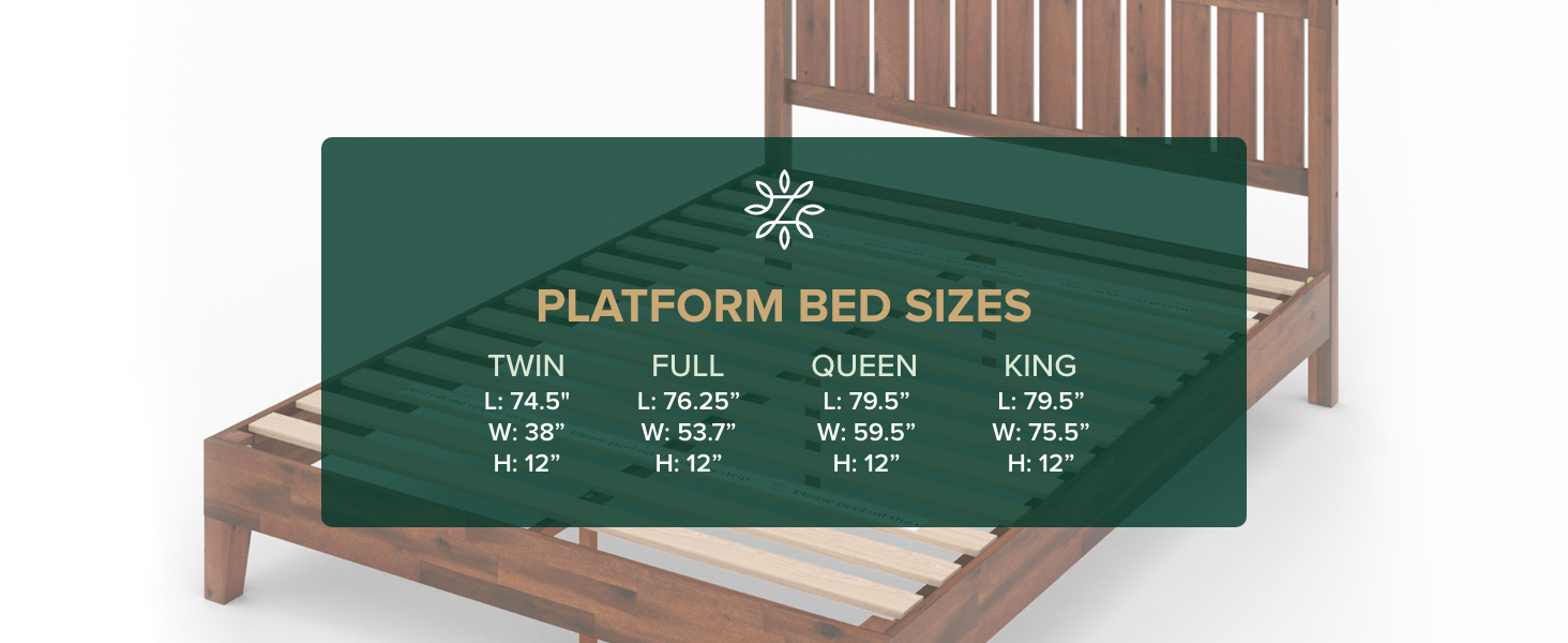 Vivek Deluxe Platform Bed Sizes