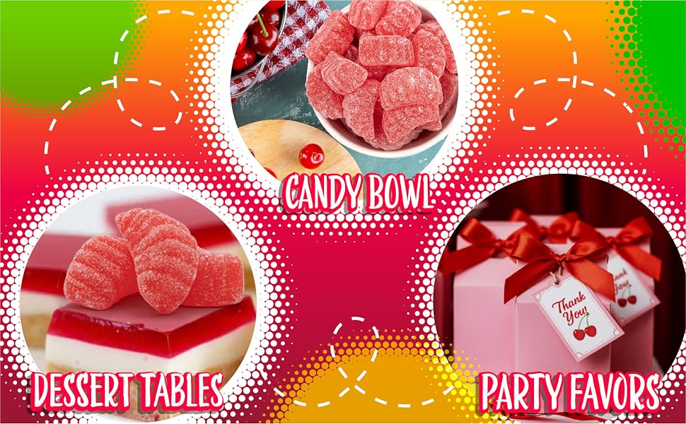 cherry slices sugar dusted jelly candy bowl dessert table party favors