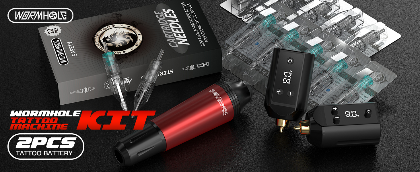 The tattoo kit includes two independent 1,200 mAh wireless power units