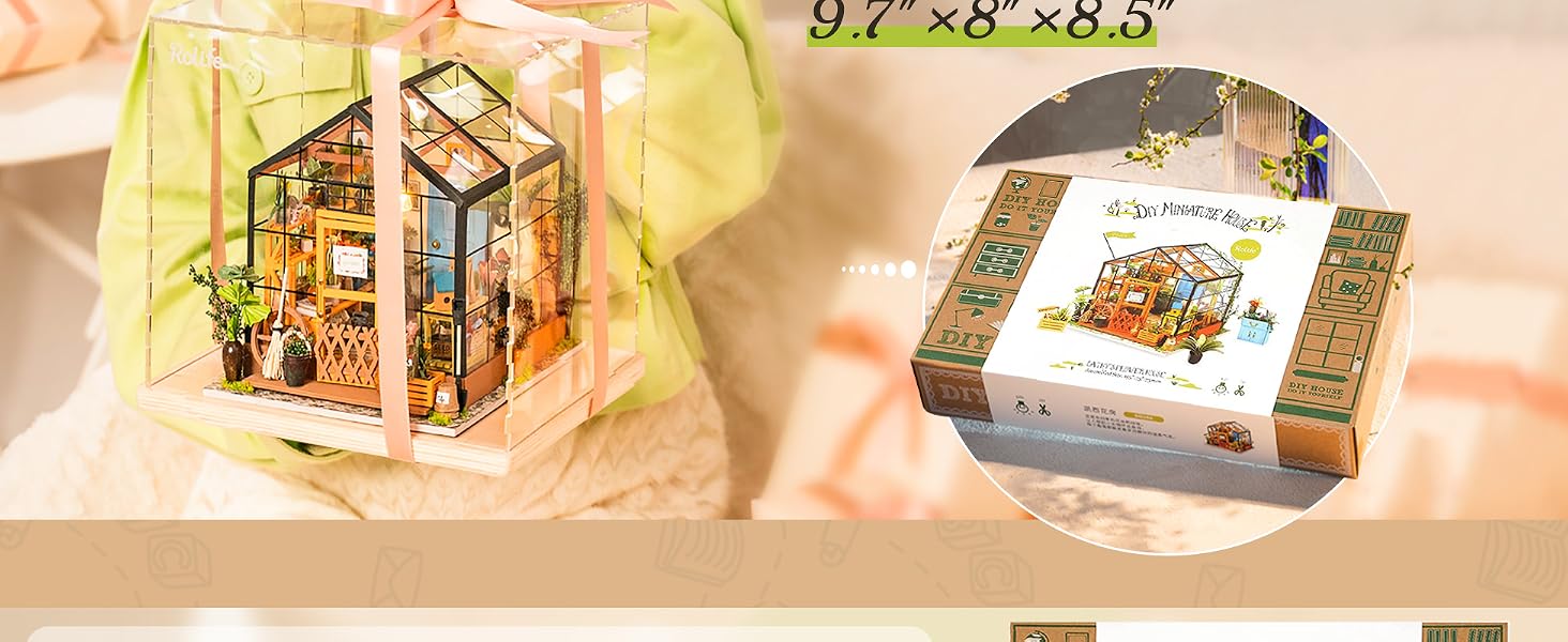 Rolife DIY Miniatures Dollhouse Kit, Miniature Greenhouse tiny miniature house kit