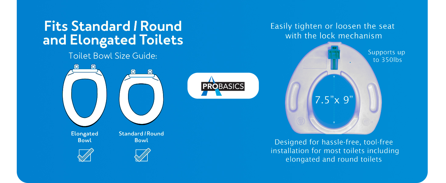 Raised Toilet Seat with Safety Lock 4.5 Inches