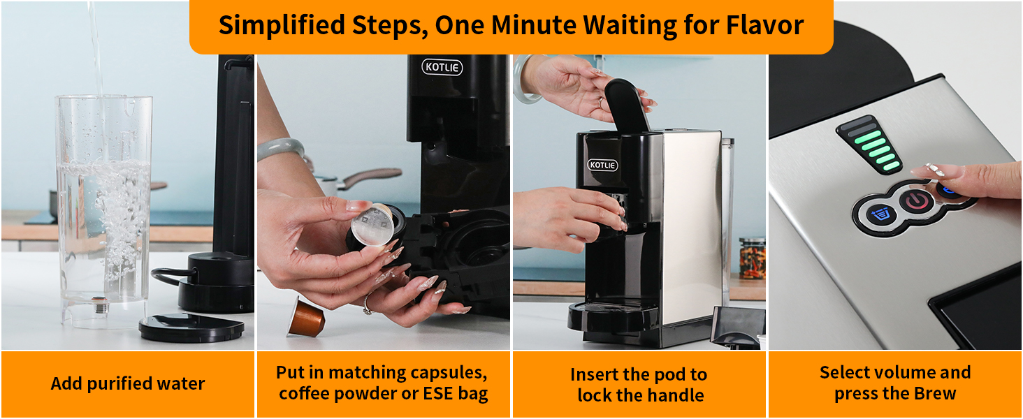 Simplified steps to make coffee