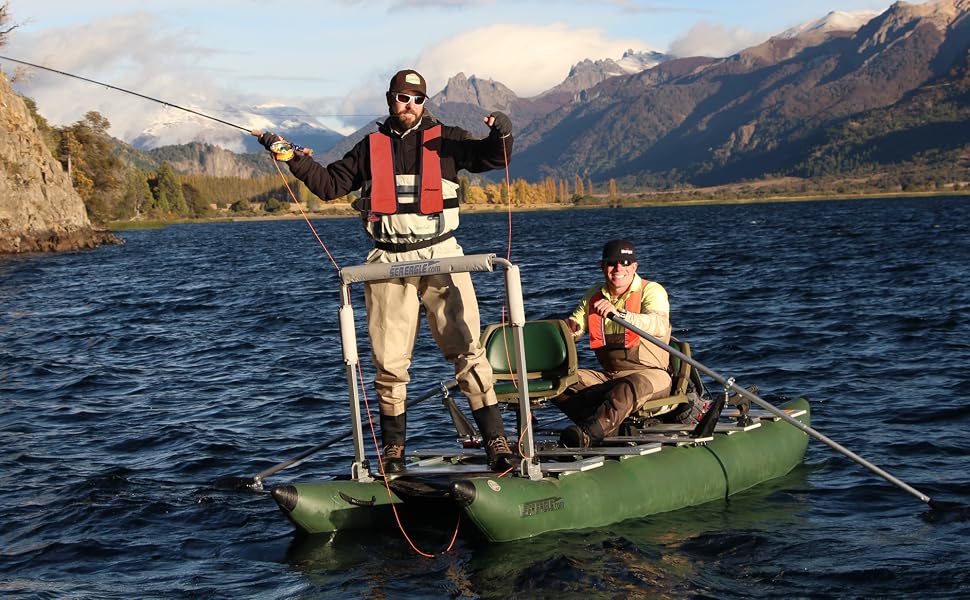 Inflatable Pontoon Boat, Fishing Boat, Pontoon Boat, 2 man boat, tandem boat, Sea Eagle, FoldCat