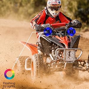 Pyle Marine ATV Powered Speakers - 4.0 Wireless Bluetooth, 1000Watt, Color Changing LED Lights,