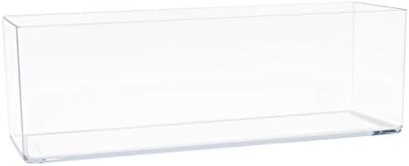 Royal Imports Flower Vase Acrylic Rectangle- Decorative Centerpiece, Succulent Planter Pot for Home or Wedding - Non Breakable Plastic, 4" X12 Low Square - Clear