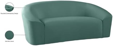 Meridian Furniture 610Black-L Riley Collection Modern | Contemporary Velvet Upholstered Loveseat with Rounded Contemporary Design, Black