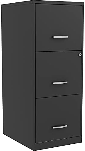 Lorell NuSparc 3 Drawer Locking Filing Cabinet | Pre-Assembled Steel Construction | Space-Saving Design is Perfect for Home and Small Office