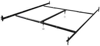 Hook in Bed Rail with Center Support/Crossarms/2 Legs/Adjustable Glides, 82-Inch, Queen/Eastern King