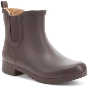 Chooka Women's Delridge Waterproof Faux Fur Chelsea Rain Boot Slip On