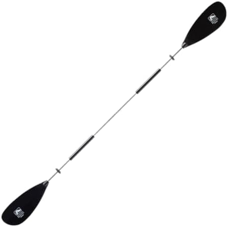 Bending Branches Whisper Kayak Paddle – 2‑Piece Aluminum Shaft, Polypropylene Blades, Adjustable 0°/60° Feathering, Black Comfort Grips, Dihedral Blade Design for Recreational Paddling