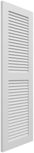 18"W x 60"H True Fit PVC Two Equal Louver Shutters, Unfinished (Per Pair - Hardware Not Included)