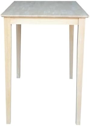 International Concepts Table Top Solid with Wood Bar Height Shaker Legs, 30 by 48-Inch, Unfinished