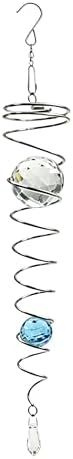 Gazing Ball Spiral Tail Wind Spinner Stabilizer，Stress Ball Indoor Outdoor Decoration Stainless Steel Glass Ball with Hanging Swivel Hook 13"