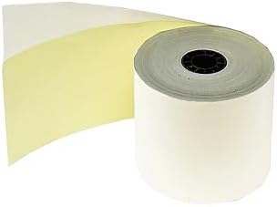 (10 Rolls - 50 GSM) 3'' x 95' White/Canary 2 Ply Carbonless Kitchen Printer Paper Cash Register Receipt Rolls for Star Micronics SP2000, UP389 VeriFone Omni 480, Printer 220, 250, 900 TMU 220