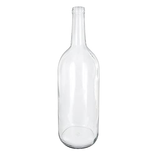 1.5 Liter Clear Claret/Bordeaux Bottles, 6 per case | Flint flat-bottomed Empty Wine Bottles for home winemaking